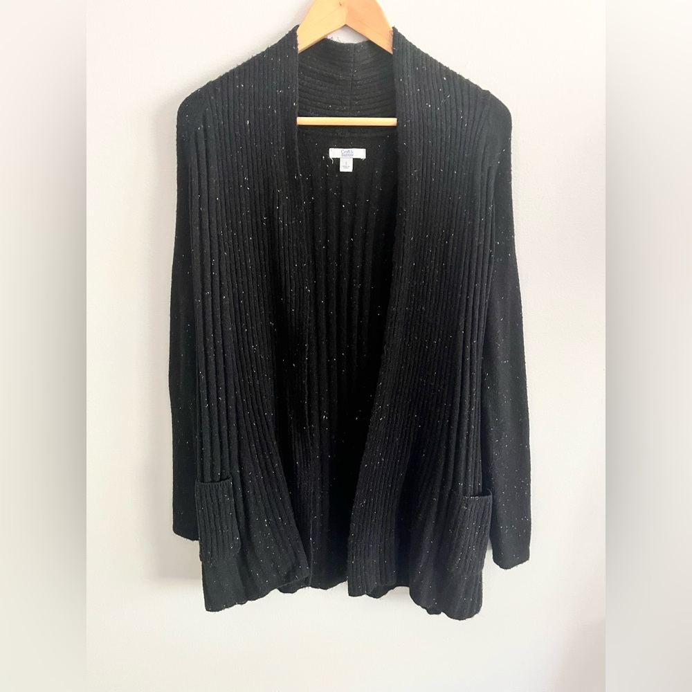 Croft & Barrow Black & Speckled Cardigan